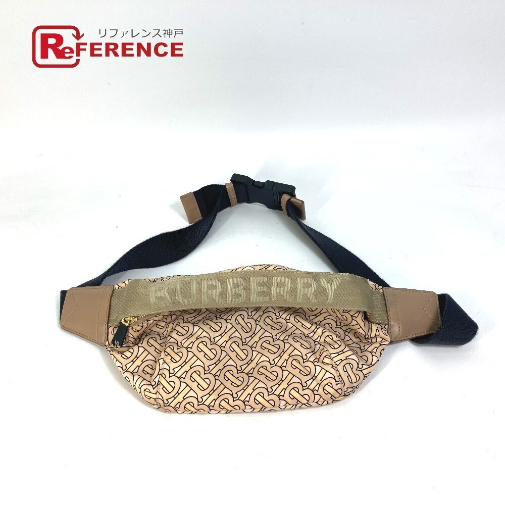 Burberry Monogram Shoulder Bag Waist Body Belt Crossbody Nylon Beige